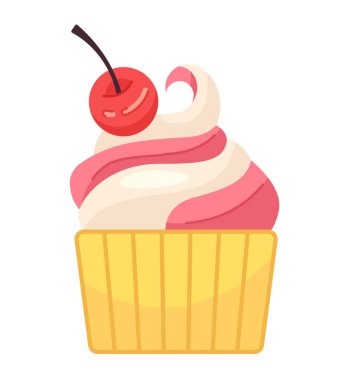 Yarı düz vektör nesneli dondurma kasesi. Lezzetli tatlı. Yumuşak servis edilen dondurma. Beyaz arkaplanda düzenlenebilir karikatür resim simgesi. Web grafik tasarımı için basit nokta çizimi