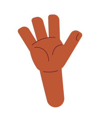 Yarı düz avuç içi vektör elini gösterme ve kaldırma. Bekliyorum. Beyaz arkaplanda düzenlenebilir karikatür resim simgesi. Web grafik tasarımı için basit nokta çizimi