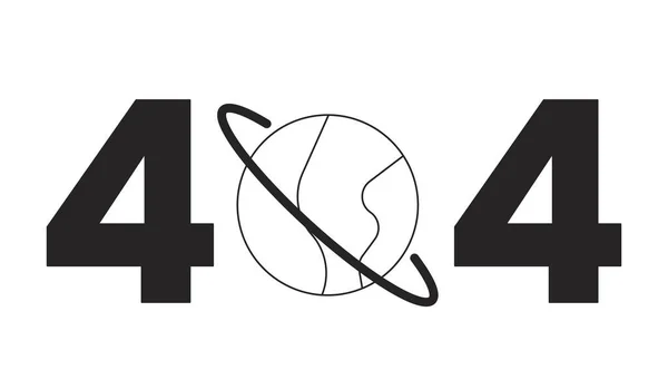 Planeta Com Anel Erro Branco Preto 404 Mensagem Flash Estrela —  Vetores de Stock