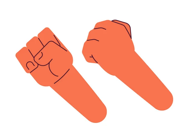 Підняття Кулаків Напівплоского Кольору Векторна Рука Сильні Кулаки Піктограма Мультфільму — стоковий вектор