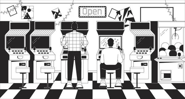 Arcade Videospiel Schwarz Weiß Ästhetische Tapete Old School Maschinen Umreißen — Stockvektor