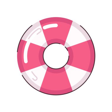 Yaşam bandı yarı düz vektör nesnesi. Can yeleği. Yüzme ringi. Beyaz arkaplanda düzenlenebilir karikatür resim simgesi. Web grafik tasarımı için basit nokta çizimi