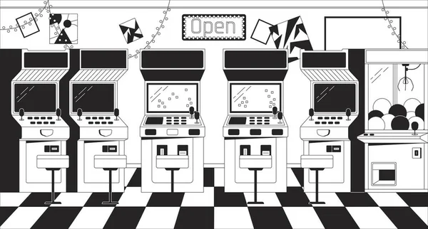Arcade Maschinen Schwarz Und Weiß Chill Hintergrund Vintage Spielgeräte Unterhaltung — Stockvektor
