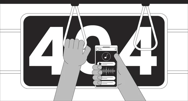Музыка Метро Черно Белая Ошибка 404 Флэш Сообщение Пригородный Телефон — стоковый вектор