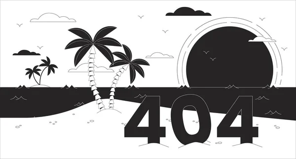 Bay Paradise Schwarz Weiß Fehler 404 Flash Meldung Palmen Auf — Stockvektor