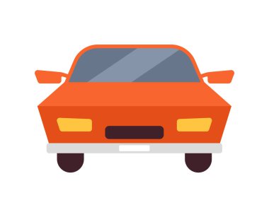 Araba yarı düz renk vektör objesi ile kaçıyor. Modern araç. Beyaz arkaplanda düzenlenebilir karikatür resim simgesi. Web grafik tasarımı için basit nokta çizimi