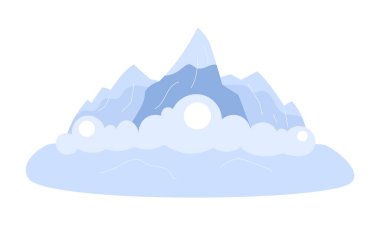 Çığ oluşumu yarı düz renk vektör nesnesi. Doğal afet. Dağdan yağan kar. Beyaz arkaplanda düzenlenebilir karikatür resim simgesi. Web grafik tasarımı için basit nokta çizimi