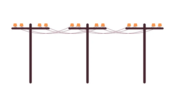 Poteaux Utilitaires Semi Plat Couleur Vecteur Objet Fil Électrique Transmettez — Image vectorielle