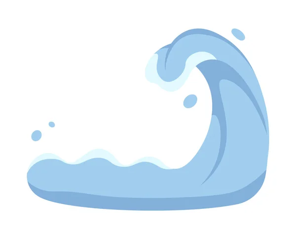 海啸巨浪半扁色矢量物体 自然灾害 可编辑的卡通画剪贴画的白色背景图标 用于网页平面设计的简单点画 — 图库矢量图片