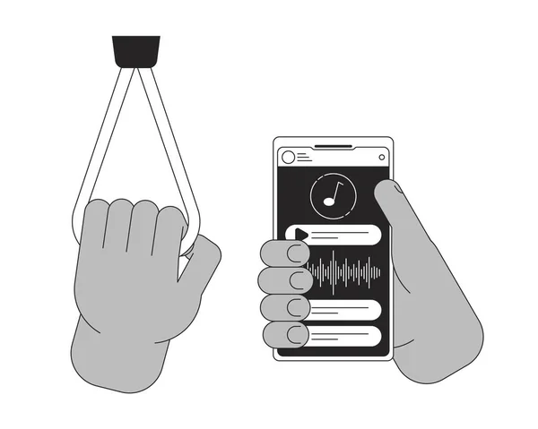 Holding Smartphone Concept Vectoriel Spot Illustration Voyage Sécurité Main Courante — Image vectorielle