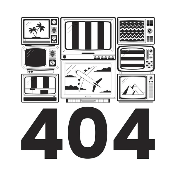 Телевизор Сигналов Черный Белый Ошибка 404 Флэш Сообщение Сломанный Старый — стоковый вектор