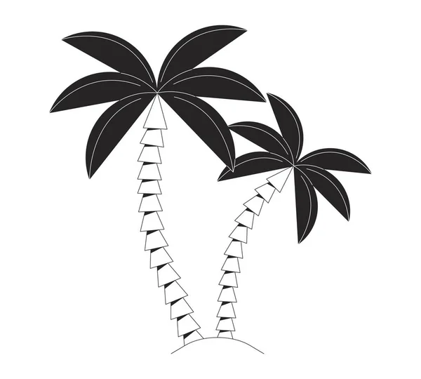 Coqueiros Exóticos Planas Monocromático Objeto Vetorial Isolado Palmeira Decorativa Desenho — Vetor de Stock