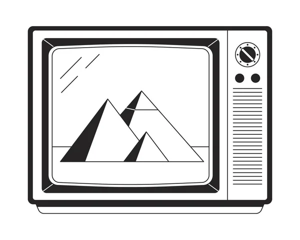 Imagem Tela Plana Monocromática Objeto Vetorial Isolado Televisão Vintage Desenho —  Vetores de Stock