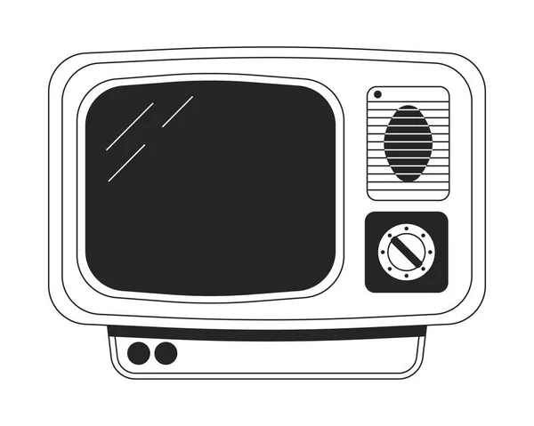 Vintage Televisie Plat Monochroom Geïsoleerde Vector Object Gebroken Bewerkbare Zwart — Stockvector