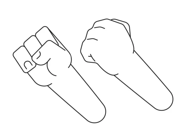 Поднимая Сжатые Кулаки Монохромная Плоская Векторная Рука Сильные Кулаки Иконка — стоковый вектор