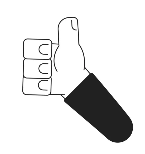 Пальцем Вверх Монохромная Плоская Векторная Рука Покажите Одобрение Жест Рукой — стоковый вектор