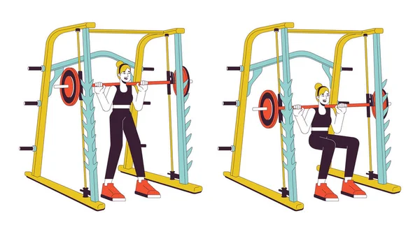 Working Out Weight Power Rack Flat Line Vector Spot Illustration — Stock Vector