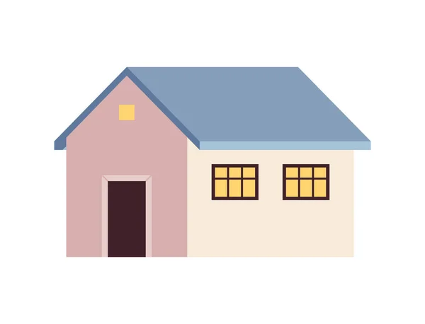住宅の建物の半平らな色のベクトル オブジェクト 小さな居心地の良いリビング ホワイトバックグラウンドで編集された漫画クリップアートアイコン Webグラフィックデザインのためのシンプルなスポットイラスト — ストックベクタ