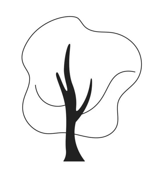 Дерево Монохромный Плоский Векторный Объект Иконка Черно Белой Тонкой Линии — стоковый вектор