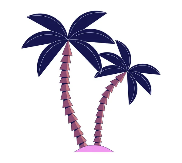 Exotické Kokosové Stromy Ploché Čáry Barva Izolovaný Vektorový Objekt Dekorativní — Stockový vektor