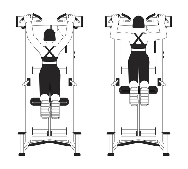 Travailler Sur Machine Traction Assistée Vecteur Illustration Tache Gym Femme — Image vectorielle
