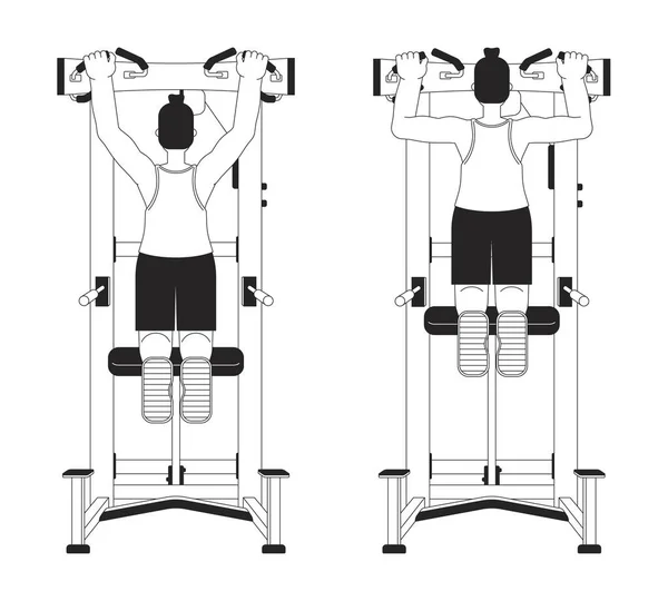 Muskelaufbau Mit Unterstütztem Hochziehen Der Maschine Vektor Spot Illustration Cartoon — Stockvektor