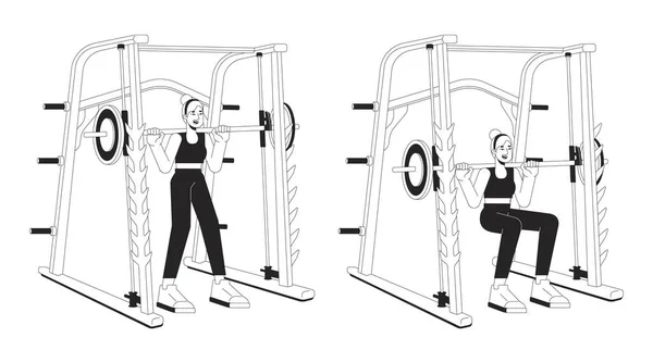 Working Out Weight Power Rack Vector Spot Illustration Smith Machine — Stock Vector
