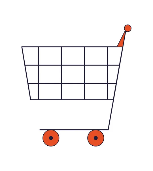 ショッピングカートフラットラインカラー隔離ベクターオブジェクト 白い背景に編集されたクリップアートイメージ Webデザインのためのシンプルなアウトライン漫画スポットイラスト — ストックベクタ