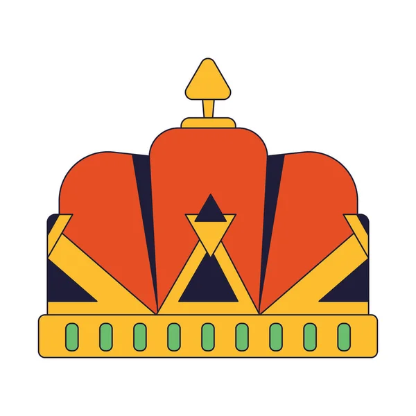 King Crown Flache Linie Farbe Isolierte Vektor Objekt Monarch Goldenes — Stockvektor