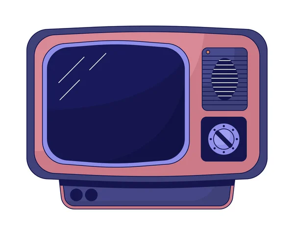 Vintage Televisie Platte Lijn Kleur Geïsoleerde Vector Object Gebroken Bewerkbare — Stockvector