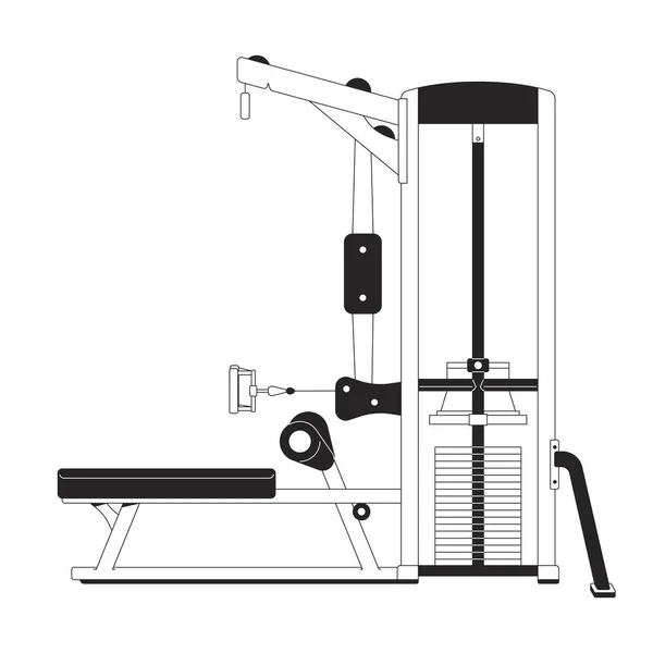 Seated Cable Row Machine Flat Monochrome Isolated Vector Object Gym — Stock Vector