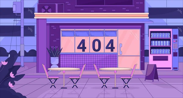 Urban Skyltfönster Natten Fel 404 Flash Meddelande Exteriör Butik Automat — Stock vektor