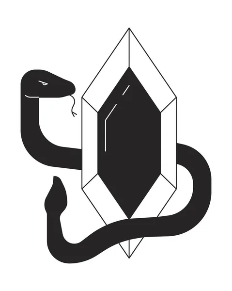 Serpent Autour Diamant Ancien Objet Vecteur Isolé Monochrome Plat Mystère — Image vectorielle