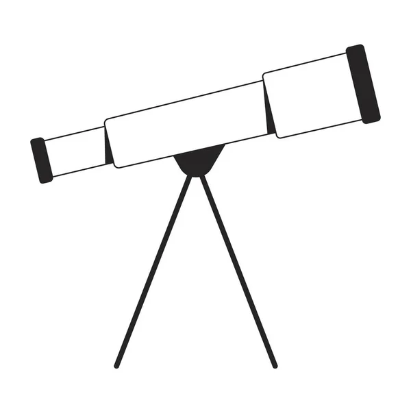 光学望远镜平面单色隔离矢量物体 观测空间 可编辑的黑白线条艺术绘图 用于网页平面设计的简单概要插画 — 图库矢量图片