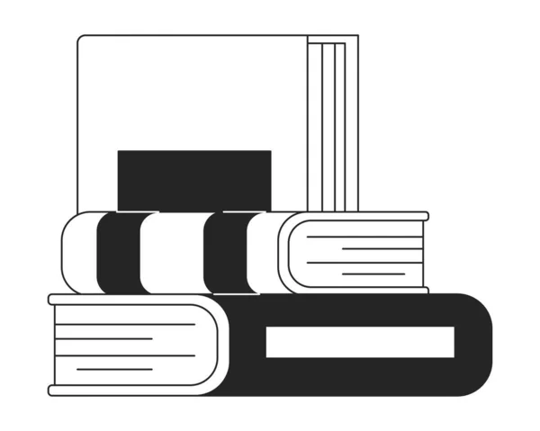 フラットモノクロ単離ベクトルオブジェクトのパイル 教育について 百科事典と辞書 編まれた黒および白いラインの芸術のデッサン Webグラフィックデザインのためのシンプルなアウトラインスポットイラスト — ストックベクタ