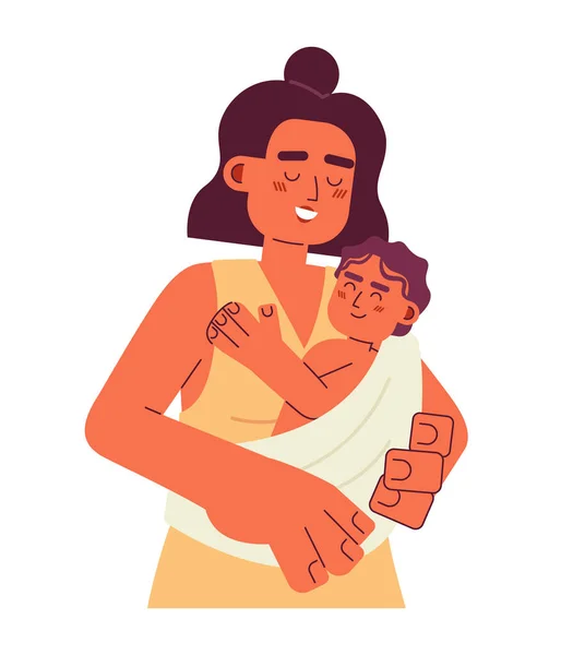 Happy Maternity Flat Concept Vector Spot Illustration Cheerful Latina Mother — Stock Vector