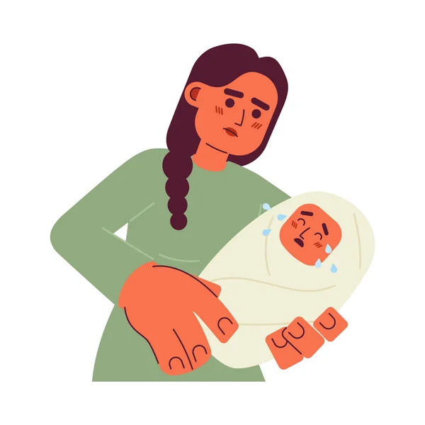 Desafios Maternidade Conceito Plano Vetor Spot Ilustração Bebê Chorando Mãos —  Vetores de Stock