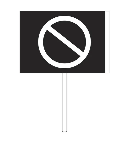 ポスターフラットモノクロ単離ベクトルオブジェクトの禁止サイン ストライキ サインを止めろ 編まれた黒および白いラインの芸術のデッサン Webグラフィックデザインのためのシンプルなアウトラインスポットイラスト — ストックベクタ