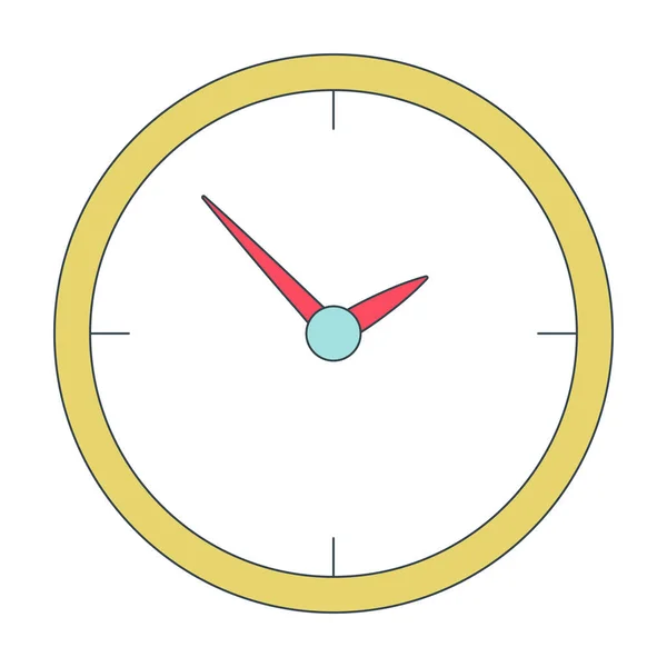 Saat Düz Çizgi Renk Izole Vektör Nesnesi Gösteri Zamanı Duvarda — Stok Vektör