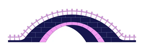 現代のレンガ橋フラットラインカラー隔離ベクトルオブジェクト ヴィンテージの伝統的なアーチ 白い背景に編集されたクリップアートイメージ Webデザインのためのシンプルなアウトライン漫画スポットイラスト — ストックベクタ