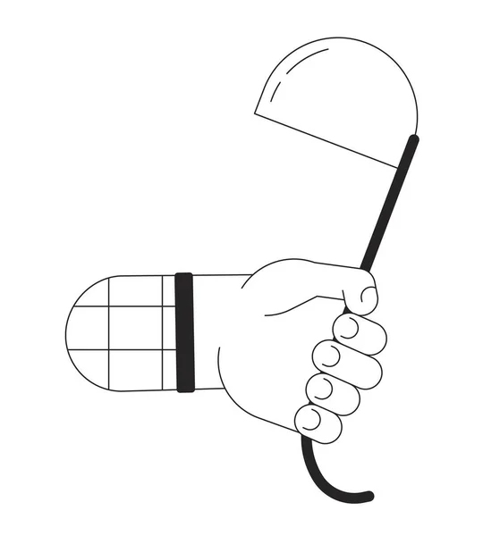 Hand Haltend Suppenkelle Konzept Vektor Spot Illustration Kochgeschirr Cartoon Flache — Stockvektor