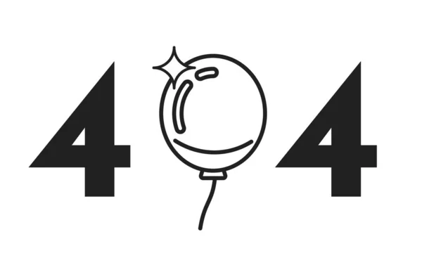 Flying Balloon Sparkle Black White Error 404 Flash Message Birthday — Stock Vector