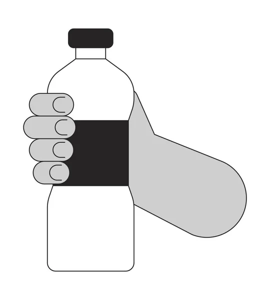 水の寄付 コンセプトベクタースポットイラスト ボランティア Web Uiデザインのためのボトル2D漫画フラットラインモノクロマティックハンドの水 編集された隔離された概要のヒーローのイメージ — ストックベクタ