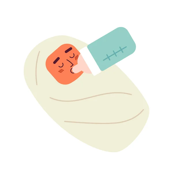 セミフラットカラーベクターキャラクターを供給するかわいい赤ちゃん 新生児のためのミルク パイヤーが付いているびん 白に適した完全なボディ人 Webグラフィックデザインのためのシンプルな漫画スポットイラスト — ストックベクタ
