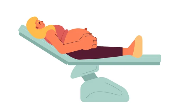 Pregnant Woman Lying Bed Semi Flat Color Vector Character Hands — Stock Vector