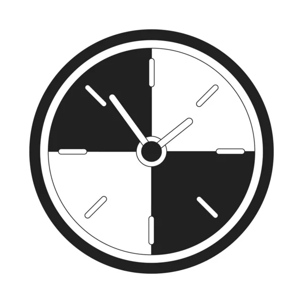 壁時計モノクロフラットベクトルオブジェクト 時間を示しています 編まれた黒および白い薄いライン アイコン Webグラフィックデザインのためのシンプルな漫画クリップアートスポットイラスト — ストックベクタ