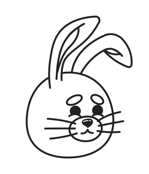 Симпатичный Кролик Улыбкой Монохромной Плоской Головы Персонажа Очаровательное Кроличье Животное — стоковый вектор