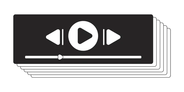 复古90年代音频播放平面单色隔离向量对象 音乐应用程序播放列表 音频播放器 可编辑的黑白线条艺术绘图 用于网页平面设计的简单概要插画 — 图库矢量图片
