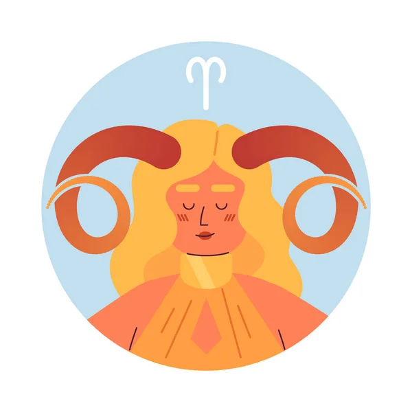 Oinas Horoskooppi Tasainen Pyöreä Vektori Paikalla Kuva Blondi Nainen Kierretty — vektorikuva