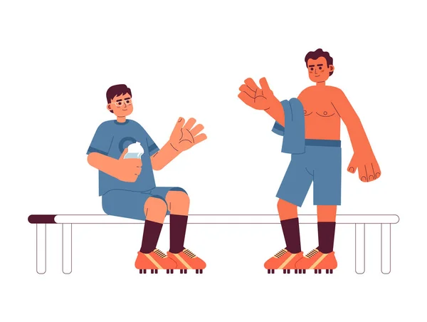 Sportsmen Communicate Flat Concept Vector Spot Illustration Man Uniform Sitting — Stock Vector